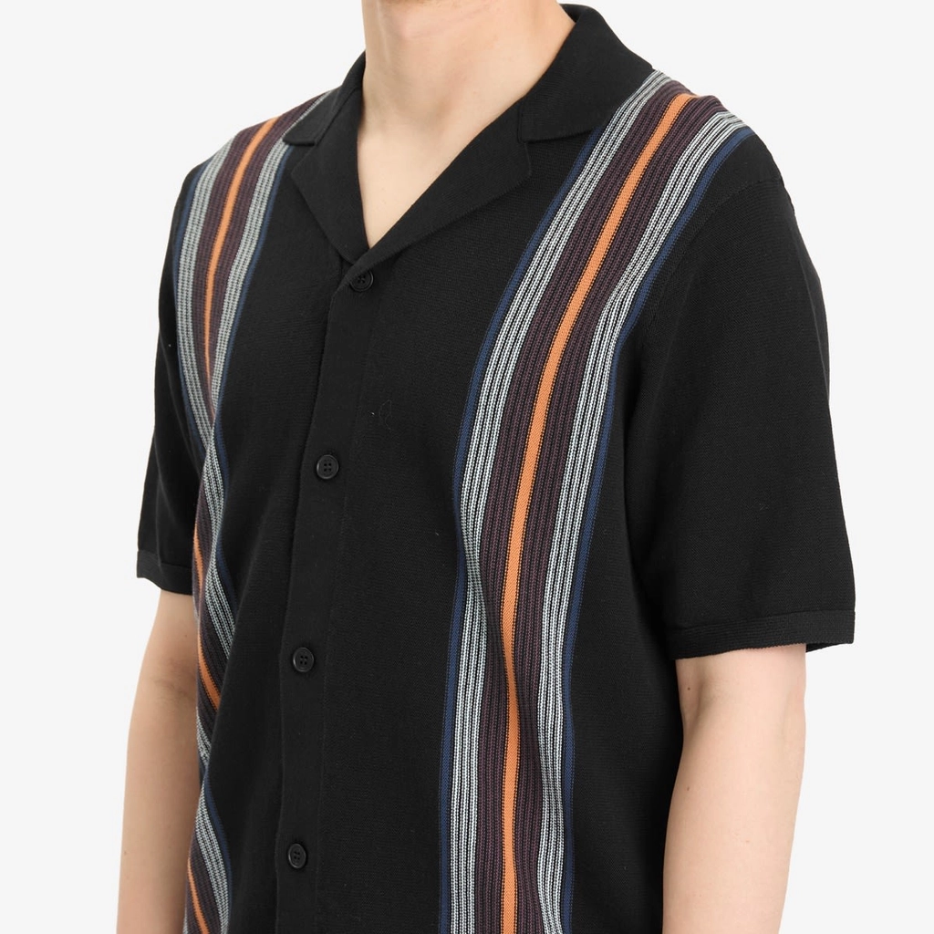 Wax London Men's Ivy Cotton Stripe Vacation Shirt Black/Multi